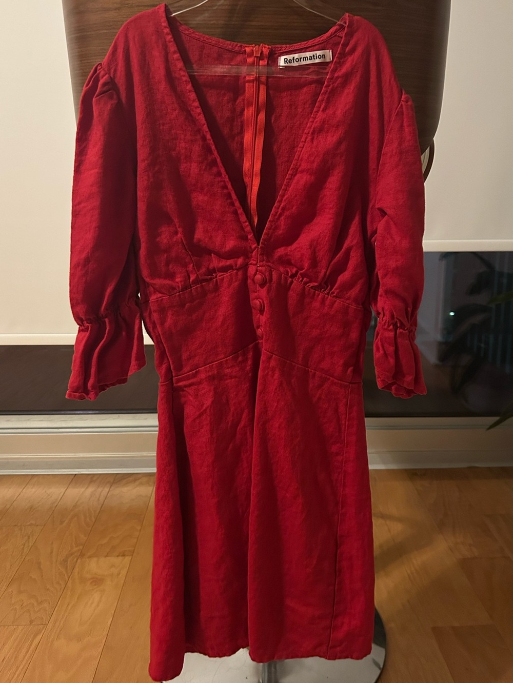 Reformation Alison red linen mini dress